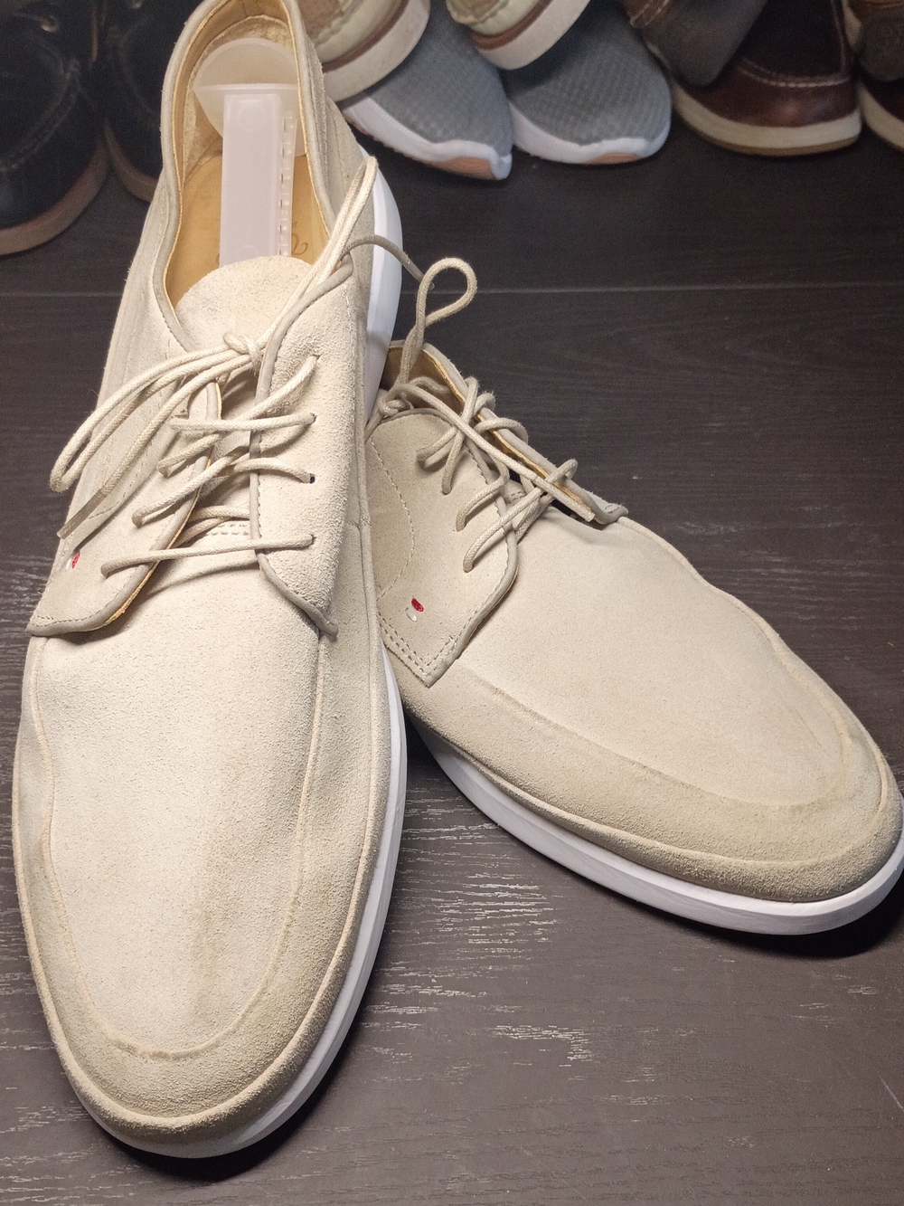Sperry GOLD CUP Men's 11M Beige Suede Lace-Up Slip-On Loafers Like NEW!!!